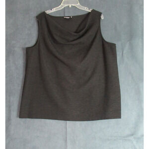 Tahari Arthur S Levine Top Womens Size 2X Black Sleeveless Cowl Neck Work Blouse